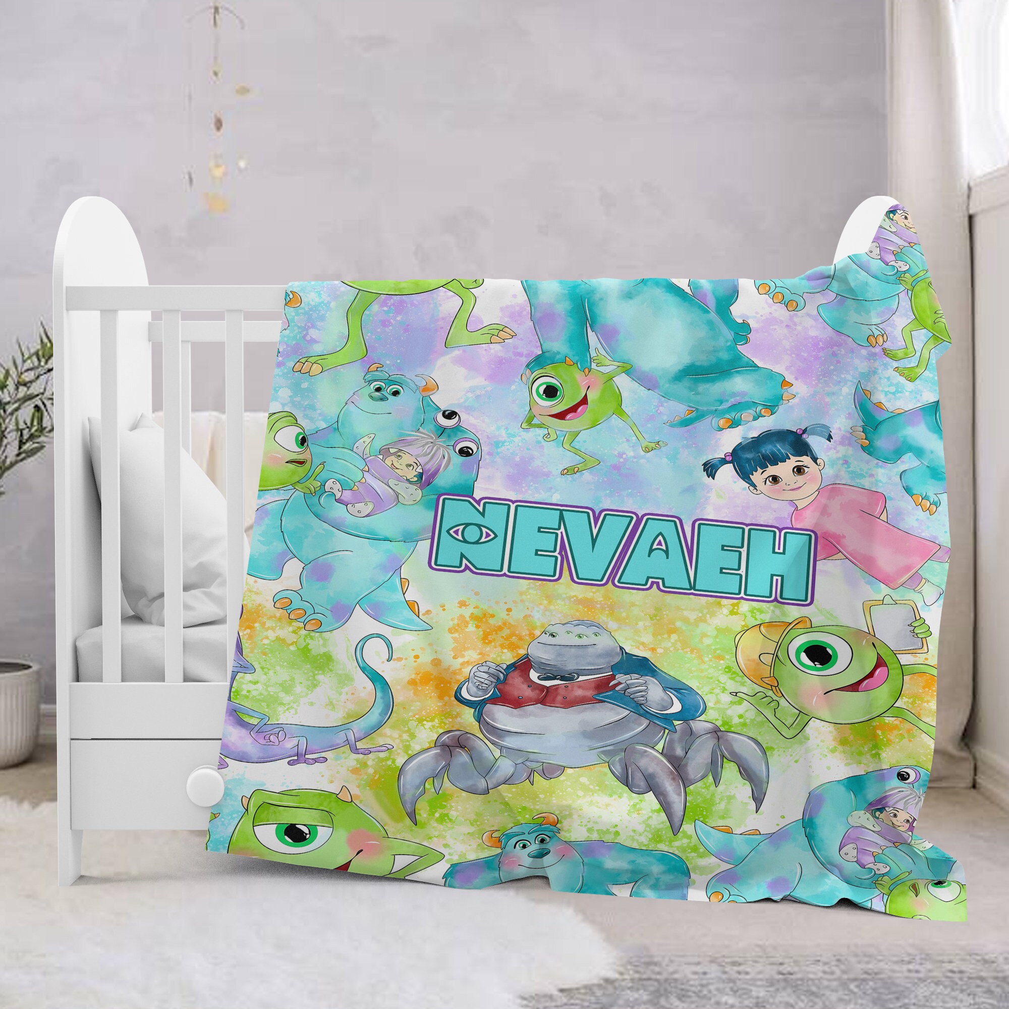 Monster Fluffy Pattern Print Blanket
