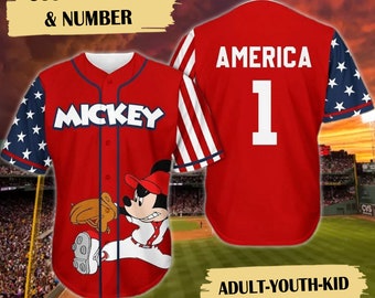Personalisieren Sie Baseball-Trikot mit Namen und Nummer, Sport-T-Shirt, Trikot für Kinder und Erwachsene, Urlaubsreise-Shirt, Cartoon-Custom-4.-Juli-Baseball-Trikot