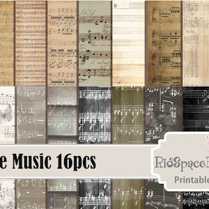 Antique Music Digital Papers, Old Music Backgrounds, Music Paper, Music Sheet, Music Paper Digital, Vintage musical notes sheets printable,