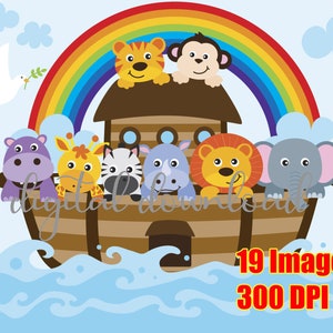 Imágenes prediseñadas de Noé, Arca de Noé, Arca de Noé, Arte mural cristiano, Guardería, Arte mural de Noé, Calcomanía cristiana, Noé digital, WA003