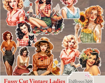 Diario de recortes vintage con recortes de Lady Fussy (descarga digital)