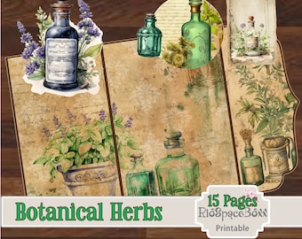 Kit de diario botánico vintage, efímeros de primavera (descarga digital)