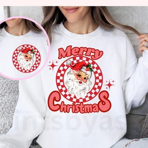 Merry Christmas png, Christmas Vibes, Retro Sublimation, pink christmas png, Christmas Shirt Design, Retro png, Digital Download, Cute santa