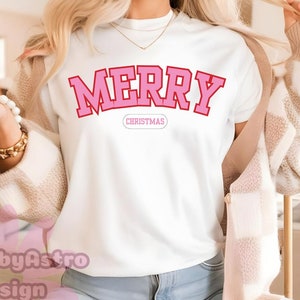 Merry Christmas png,  Christmas Shirt Design, Retro png, Digital Download, christmas tree png, pink christmas png, Varsity Png, Christmas