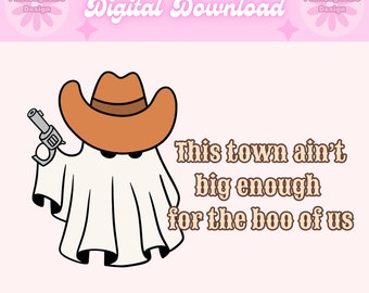 Cute cowboy ghost png, fall png, thanksgiving decor, spooky season png, halloween ghost png, funny halloween png, funny ghost shirt design