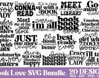 Book Lover SVG Bundle, Cricut, Clip art designs, Reading Books SVG  Vector, Book Lover SVG, Christmas Gift for book lover, Book nerd Funny
