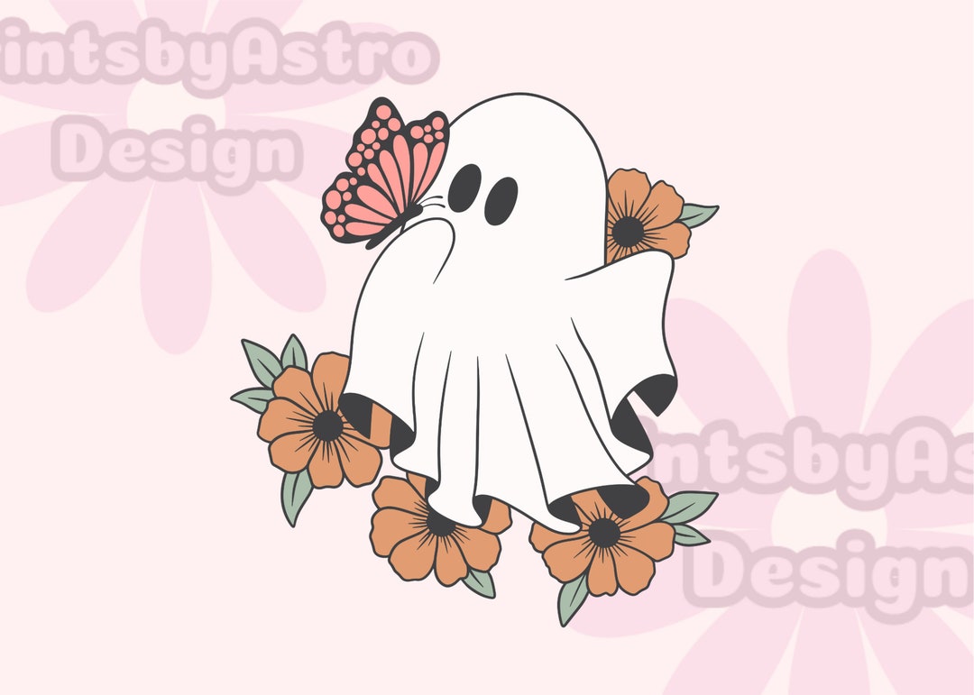 Cute Floral Ghost Png, Halloween Png Svg, Spooky Ghost, Autumn ...