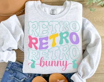 Retro Bunny png, Easter Bunny Png, Smiley Bunny, vibraciones de Pascua png, descarga digital, retro pascua png, feliz pascua png, conejito de Pascua png