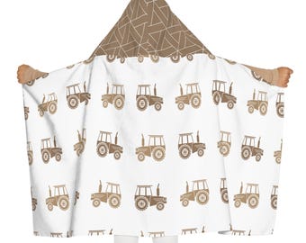 Youth Hooded Towel, Tractor Theme, Farmhouse Bathroom Decor, Kids Towel, Baby Shower Gift, Brown Tan Towel