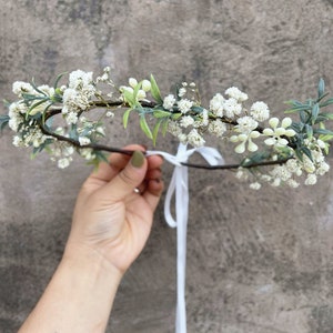 Baby's Breath Crown Dried Flower Crown brunt White bridesmaid Crowns Bridesmaid style