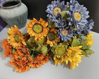 Artificial flower Sunflower/Faux Sunflower/Fake flower/Home decor/Wedding decor/shoot props /6stems