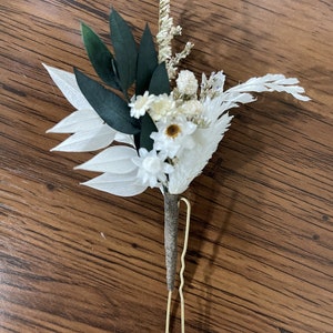 Couronne de fleurs séchées blanches, cadeau de fleurs de demoiselle d'honneur, couronne de cheveux rustique et bohème, couronne de petite fille, accessoire de cheveux de mariée, couronne de fiançailles Hairpin A