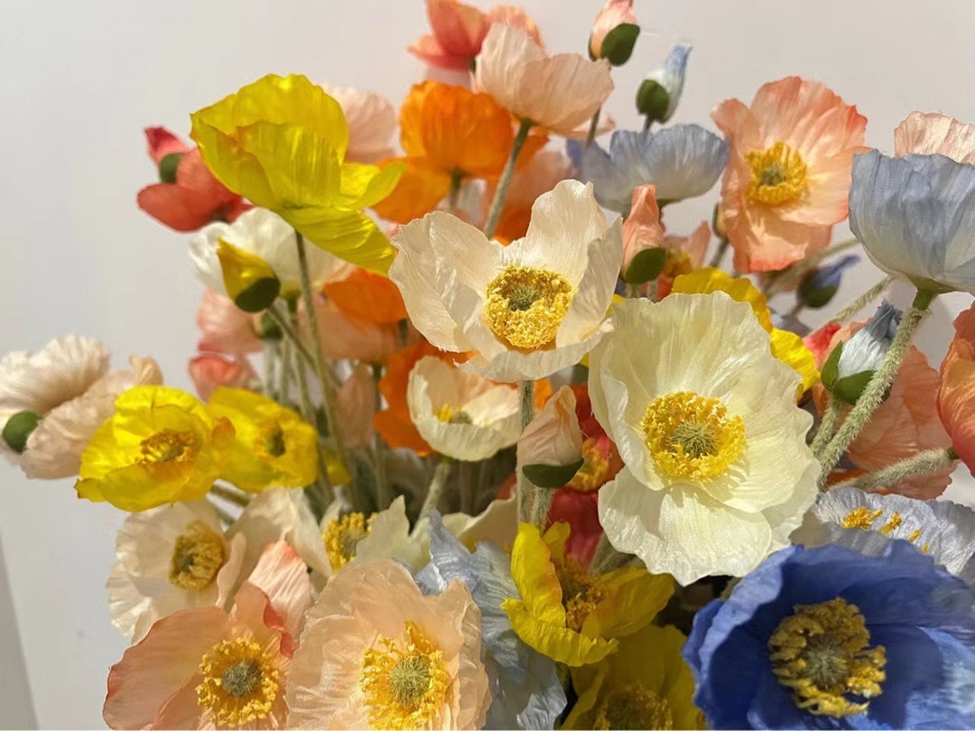 4 Heads Faux Poppy High Quality Artificial Flower DIY Floral Wedding