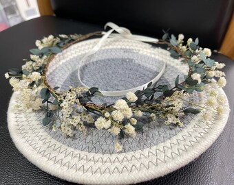 Baby's Breath Crown Gedroogde Bloemkroon brunt Witte bruidsmeisjekronen