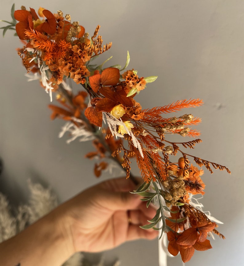 Burnt Orange Dried Flower Crown Bridesmaid Flower Gift Etsy