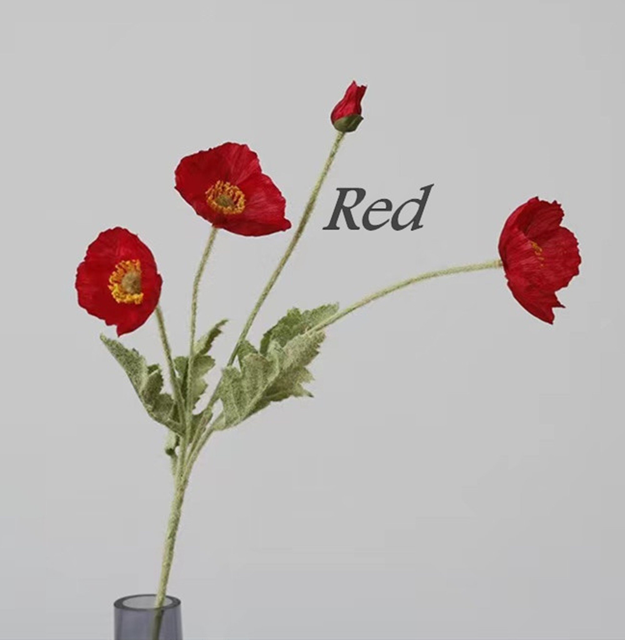 4 Heads Faux Poppy High Quality Artificial Flower DIY Etsy