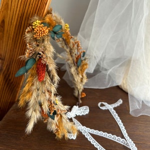 Coroa/coroa de flores secas para casamento/outono Boho flor cocar/coroa de flores de noiva/Tiaras