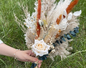 Bouquet de fleurs séchées, bouquet d'herbe des pampas, mariée tenant des fleurs, bouquet de demoiselle d'honneur, décoration de la maison