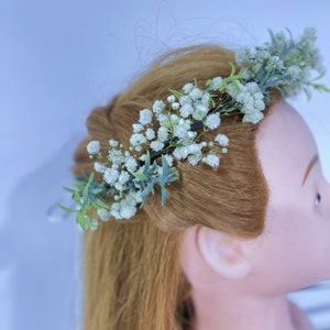 Baby's Breath Crown Dried Flower Crown brunt White bridesmaid Crowns 画像 9