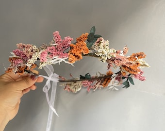 Colorful dried flower crowns, country and Bohemian hair wreaths, Girls' crowns, Bride's hair accessories, Engagement crowns