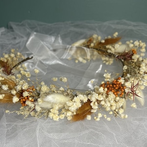Baby breath crown/wedding dry flower crown/Bohemian style flower headdress/bridal flower/autumn crown