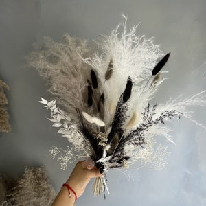 Dried Flower Bouquet/Wedding bouquet/Black and White bouquet/Home decor