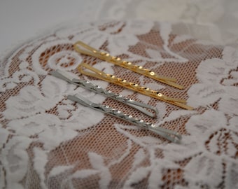 simple gold silver spiral hairpins, set of 2, minimalist style, bobby pin, classic gold silver hair clip, hair accessories