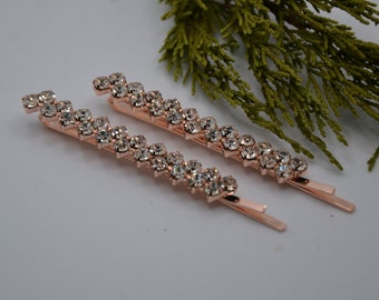 hairpin with rhinestones, rainbow rhinestones, gold, rose gold, silver, black, hairlip, bobby pin set of 2, bridal hair accessories