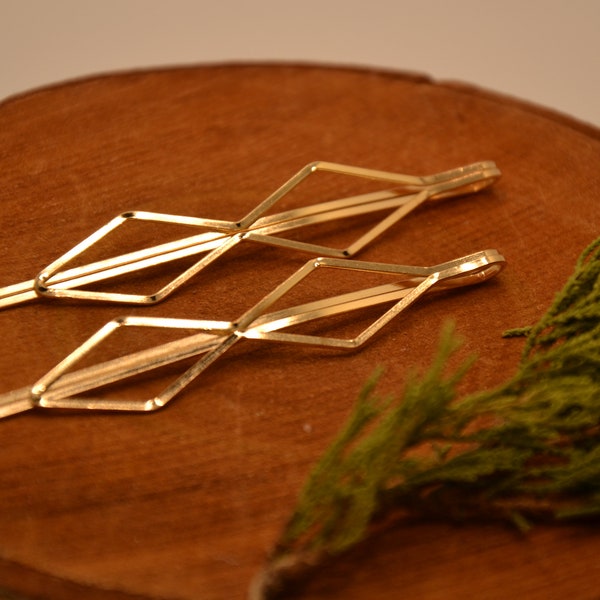 golden hairpin, geometric style, hair clip, bobby pin, set of 2