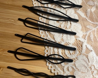 black hairpin, geometric style, hair clip, bobby pin, set of 2