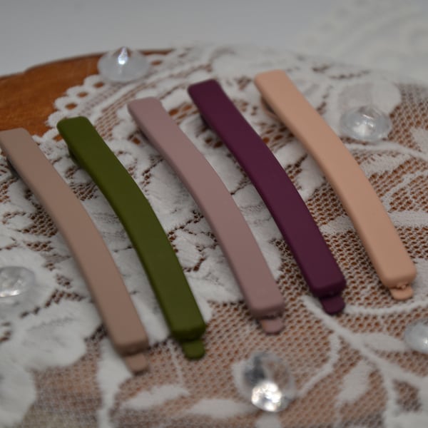 color matte curved hairpin set of 2, Mauve, olive, blush, dusty pink, lilac, taupe, hairclips, bobby pins