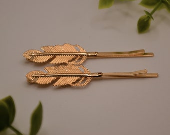 Haarnadeln, Haarnadel in gold, Feder, 2er-Set, minimalistisch, Boho, Haarschmuck