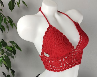 Boho Crochet Bustier, Backless Summer Festival Top