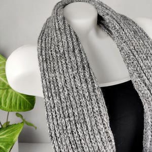 Gray Jasper Infinity Scarf for Man & Woman, Crochet Loop Scarf