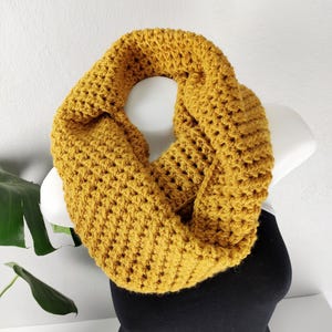 Saffron Infinity Scarf for Women, Crochet Chunky Loop Shawl