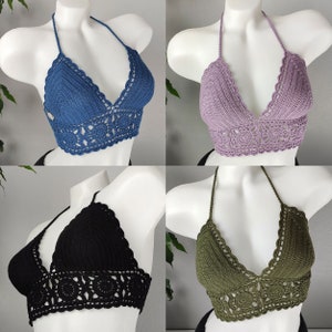 Crochet Festival Top, Handmade Cropped Yoga Bralette, Summer Colors