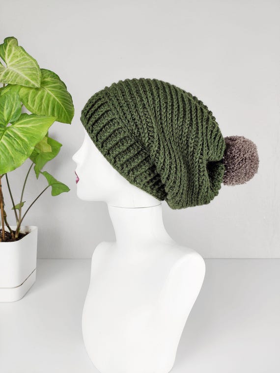 Handmade Crochet Slouchy Beanie With Pom Pom – Cozy Winter  display picture 2