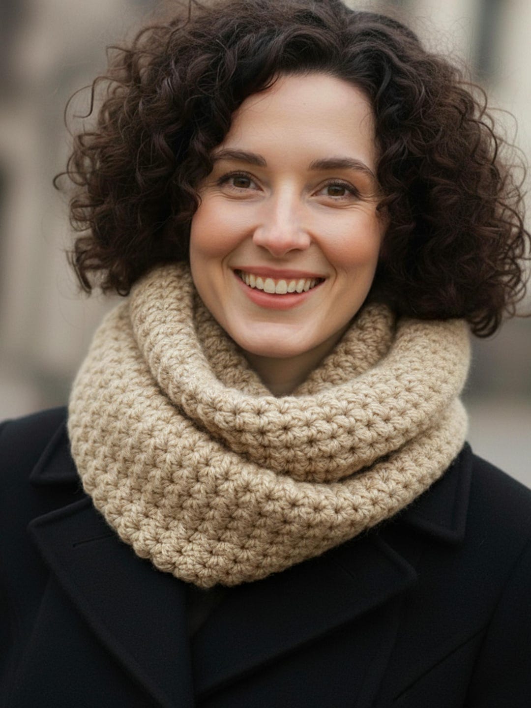 Neutral Beige Infinity Scarf, Handmade Tan Crochet Chunky Cowl - Etsy