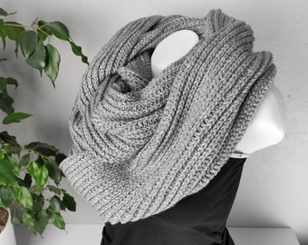 Gray Crochet Infinity Scarf, New Season Winter Accessory