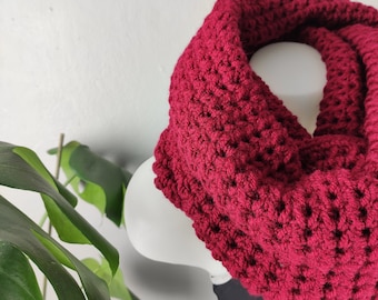 Infinity Crochet Scarf, Winter Cherry Scarf for Women | Mother's Day Gift