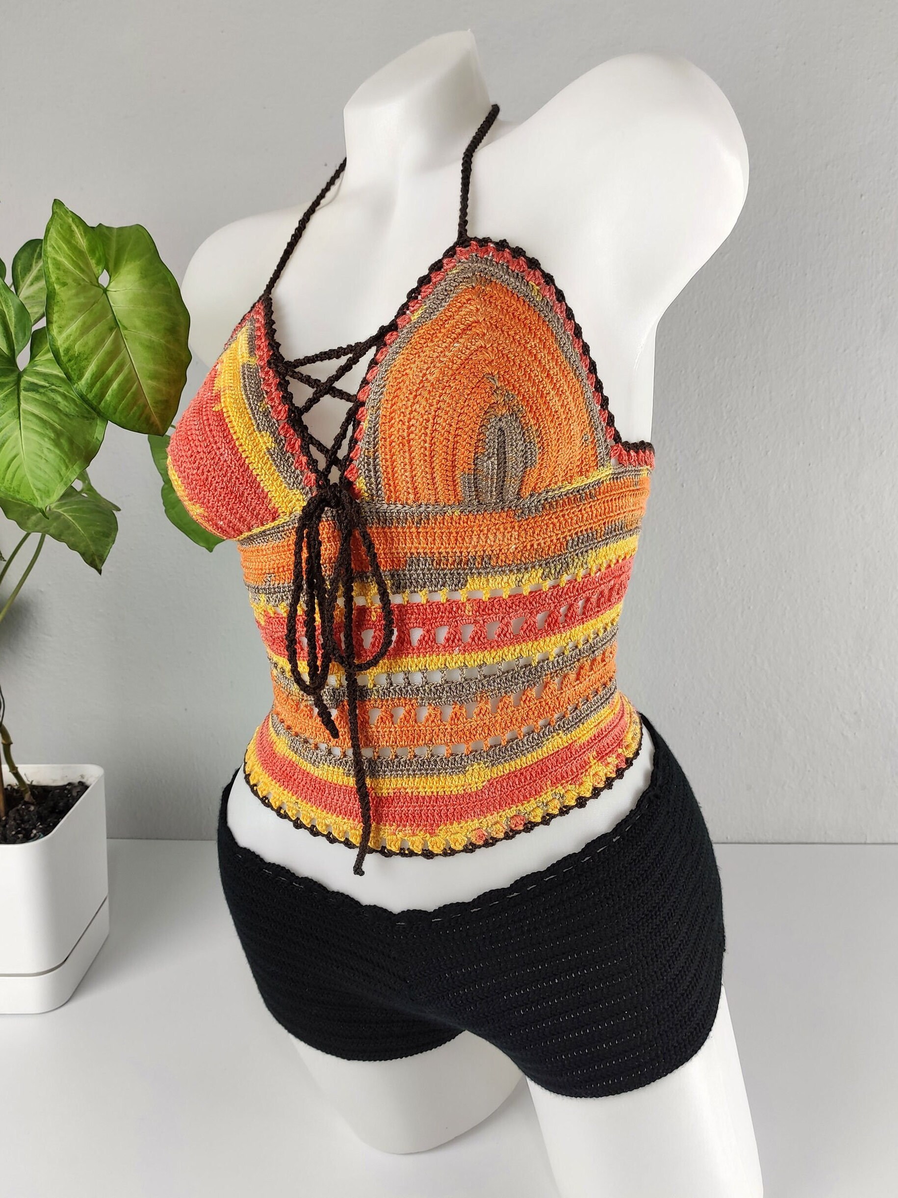 Ibella Halter Crochet Set - Orange Multi