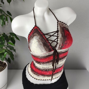 Retro Festival Top, Handmade Crochet Bustier