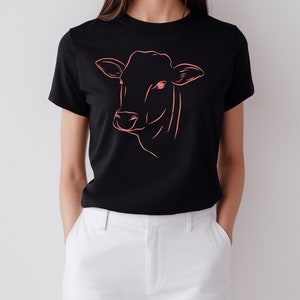 Pink Cow Shirt, Cow T Shirt, Cow Shirt, Cute Cow Tee Shirt, Cow Outline T-Shirt