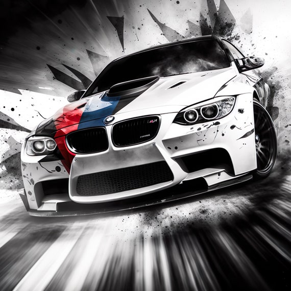BMW Inspired Art, Car Enthusiast Art, Digital Car Art, BMW M4 M3 