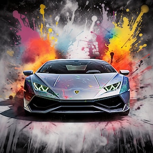 Lamborghini Huracan Arte Digital, Impresión Digital de Coches, Cartel de Coches de Lujo, Lamborghini Huracan, Entusiasta de la Automoción, Regalo de Coche, Arte Superdeportivo