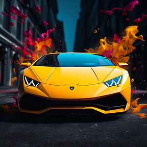Lamborghini Digital Art, Computer Background, Digital Car Print, Luxury Car Poster, Lamborghini, Automotive Enthusiast, Car Gift