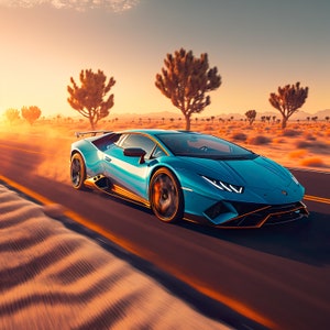 Lamborghini Digital Art, Digital Car Print, Luxury Car Poster, Lamborghini Huracan, Automotive Enthusiast, Car Gift, Supercar Art