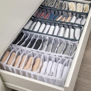 Space-Saving 6-Grid and 11-Grid Foldable Organizer for Underwear & Socks