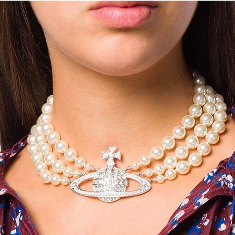 Vivienne Westwood Style Choker Three Layer Pearl Choker - Etsy