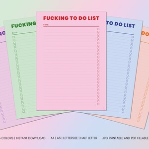 Color Pack Aggressive To Do List Daily Printable Digital, Half Letter Size A4 A5 Template, Simple Tasks, Productivity Planner, Minimalist